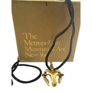 Vintage MMA Egyptian Revival Rams Head Amulet Necklace Metropolitan Museum